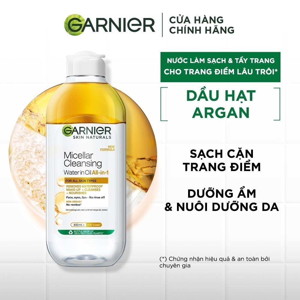 nước tẩy trang Garnier sạch cặn trang điểm cho da nhạy cảm