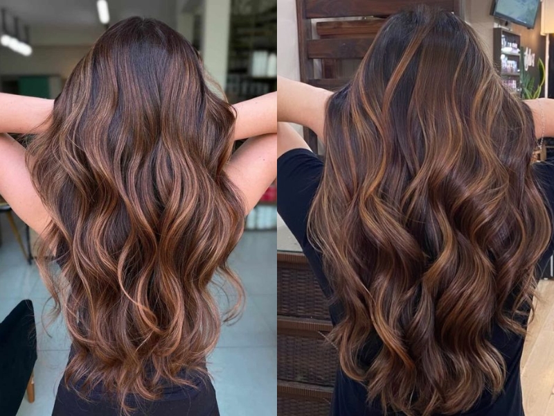 tóc balayage nâu hạt dẻ